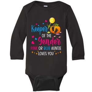 Secret Gender Keeper Of The Gender Reveal Halloween Pumpkin Baby Long Sleeve Bodysuit