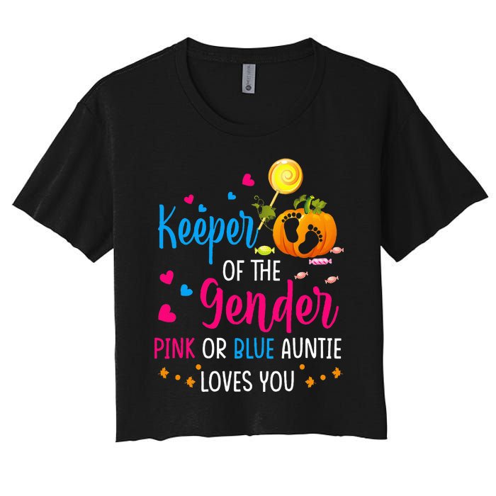 Secret Gender Keeper Of The Gender Reveal Halloween Pumpkin Women's Crop Top Tee