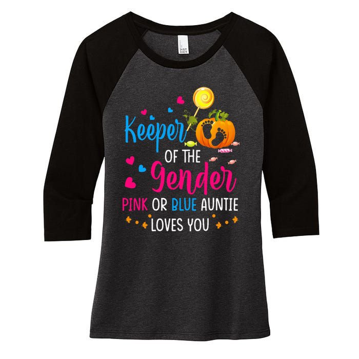 Secret Gender Keeper Of The Gender Reveal Halloween Pumpkin Women's Tri-Blend 3/4-Sleeve Raglan Shirt