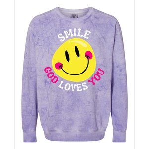 Smile God Loves You Happy Faith Love Jesus Christ VBS Cute Colorblast Crewneck Sweatshirt