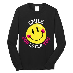 Smile God Loves You Happy Faith Love Jesus Christ VBS Cute Long Sleeve Shirt