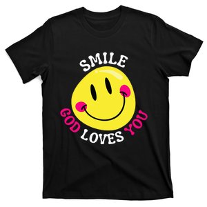 Smile God Loves You Happy Faith Love Jesus Christ VBS Cute T-Shirt