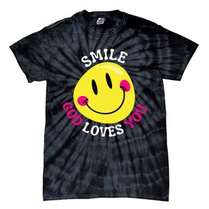 Smile God Loves You Happy Faith Love Jesus Christ VBS Cute Tie-Dye T-Shirt