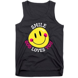 Smile God Loves You Happy Faith Love Jesus Christ VBS Cute Tank Top