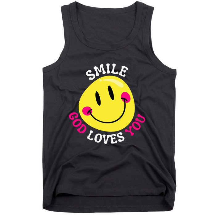 Smile God Loves You Happy Faith Love Jesus Christ VBS Cute Tank Top