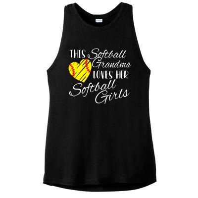 Softball Grandma Loves Her Softball Gift Ladies PosiCharge Tri-Blend Wicking Tank