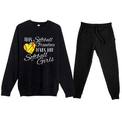 Softball Grandma Loves Her Softball Gift Premium Crewneck Sweatsuit Set