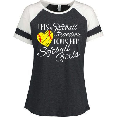 Softball Grandma Loves Her Softball Gift Enza Ladies Jersey Colorblock Tee