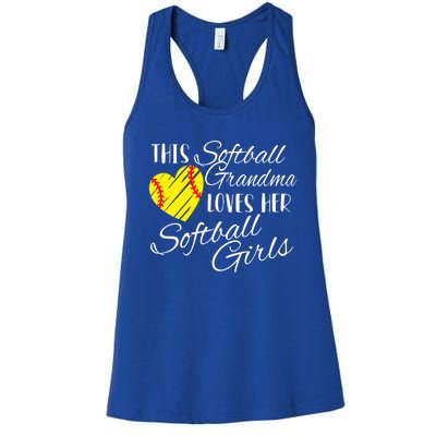 Softball Grandma Loves Her Softball Gift Women's Racerback Tank