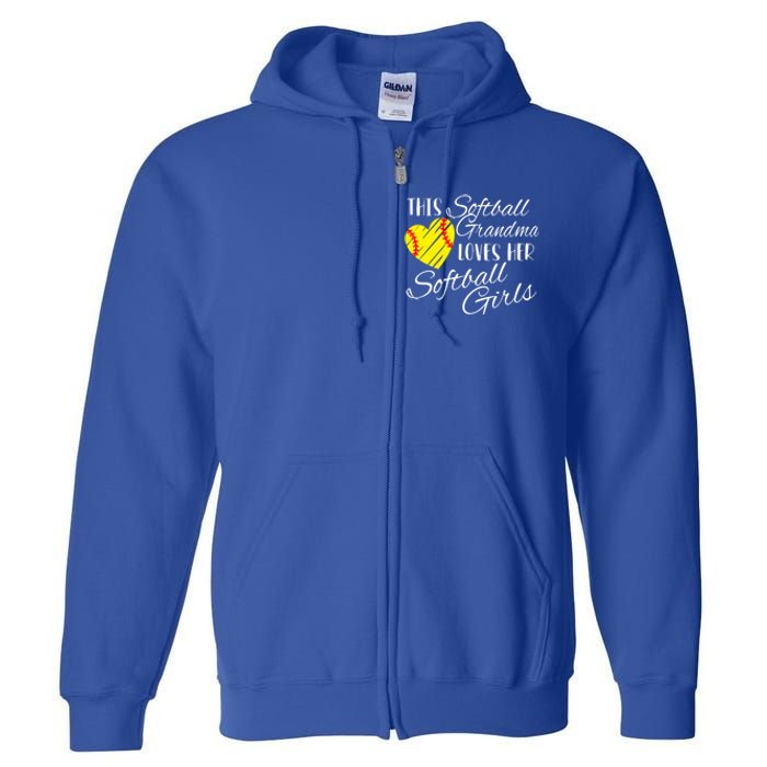 Softball Grandma Loves Her Softball Gift Full Zip Hoodie