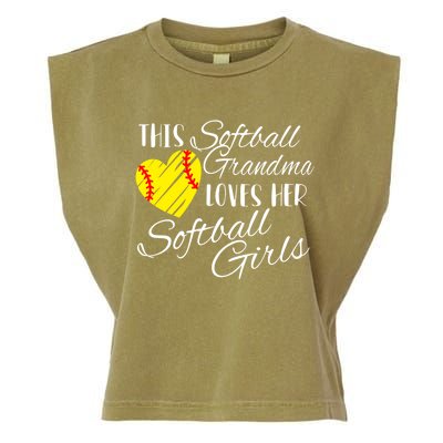 Softball Grandma Loves Her Softball Gift Garment-Dyed Women's Muscle Tee