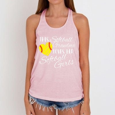 Softball Grandma Loves Her Softball Gift Women's Knotted Racerback Tank