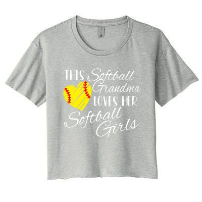 Softball Grandma Loves Her Softball Gift Women's Crop Top Tee