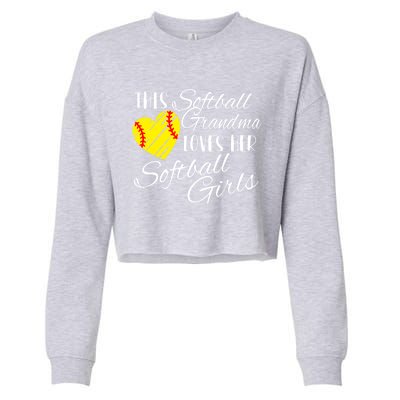 Softball Grandma Loves Her Softball Gift Cropped Pullover Crew