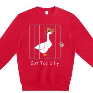 Silly Goose Lover Mugshot Meme Got Too Silly Premium Crewneck Sweatshirt