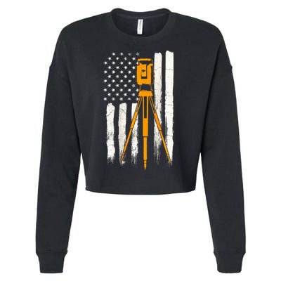 Surveyor Gifts Land Surveying Design On Back Of Clothing Cropped Pullover Crew