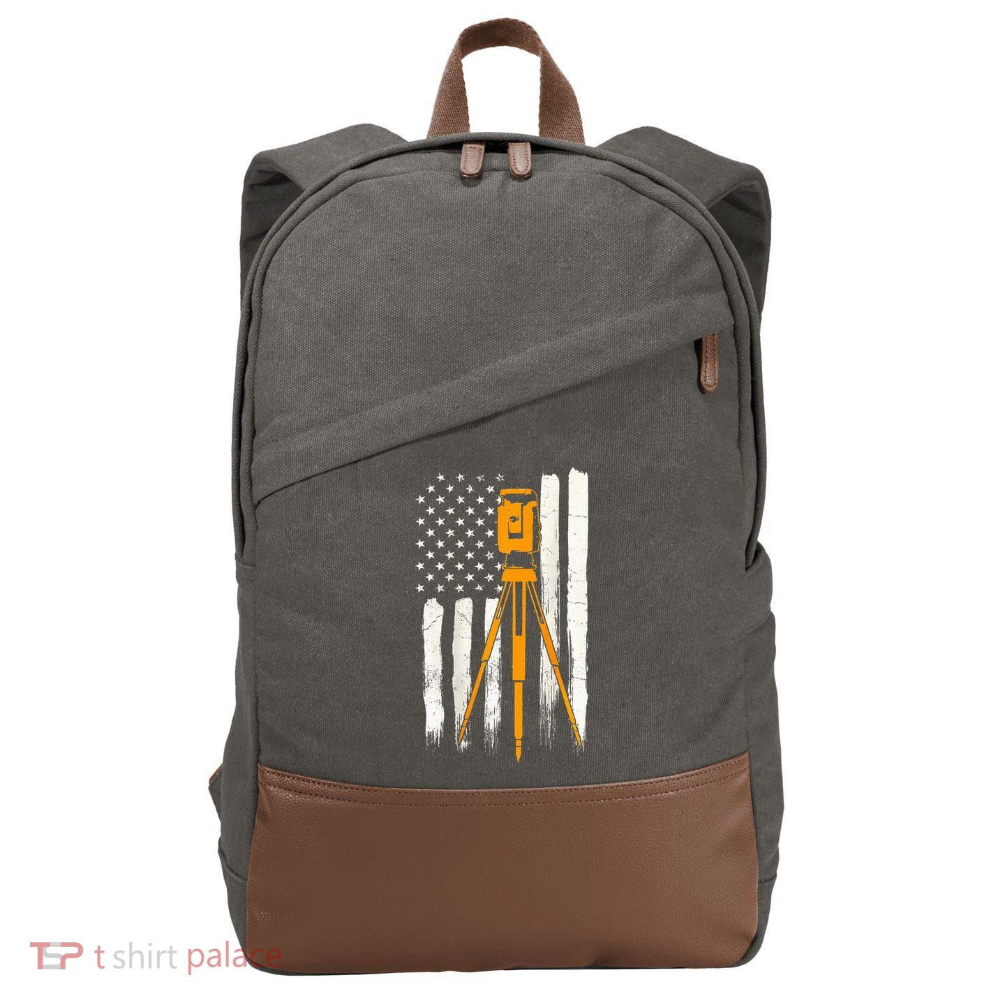 Surveyor Gifts Land Surveying Design On Back Of Clothing Cotton Canvas Backpack