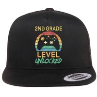 Second Grade Level Unlocked Gamer 1st Day Of School Flat Bill Trucker Hat