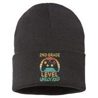 Second Grade Level Unlocked Gamer 1st Day Of School Sustainable Knit Beanie