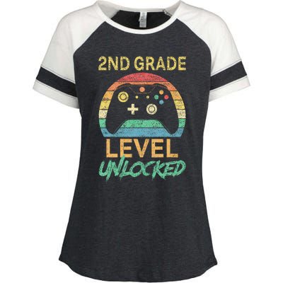 Second Grade Level Unlocked Gamer 1st Day Of School Enza Ladies Jersey Colorblock Tee