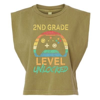 Second Grade Level Unlocked Gamer 1st Day Of School Garment-Dyed Women's Muscle Tee