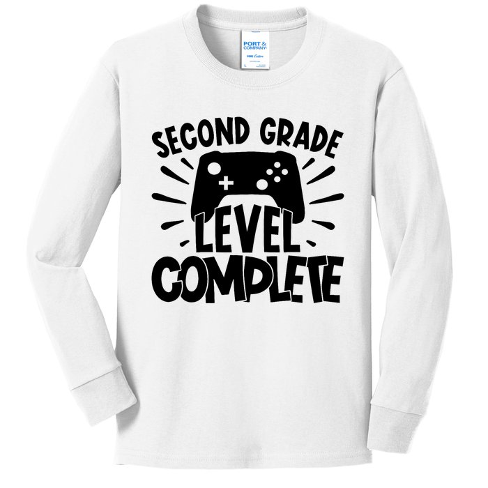 Second Grade Level Complete Last Day Of School Graduate Kids Long Sleeve Shirt