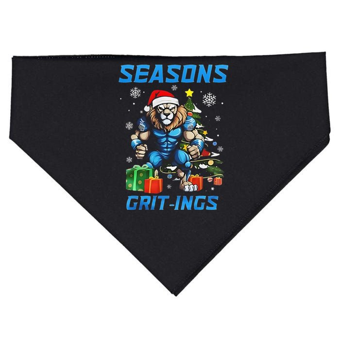 Seasons Gritings Lions Christmas Funny Christmas 2024 USA-Made Doggie Bandana