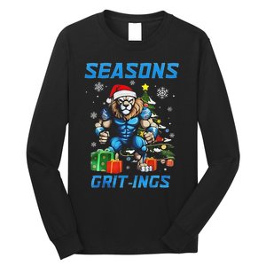 Seasons Gritings Lions Christmas Funny Christmas 2024 Long Sleeve Shirt