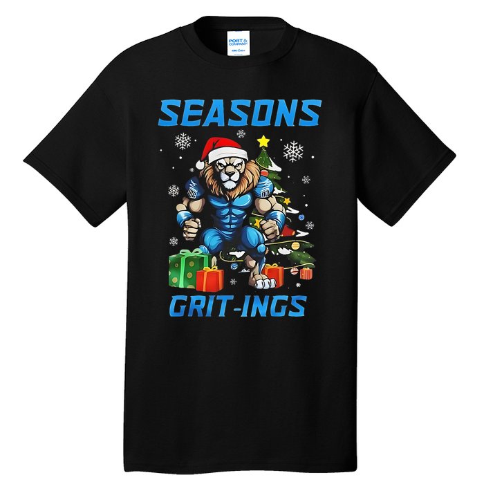 Seasons Gritings Lions Christmas Funny Christmas 2024 Tall T-Shirt