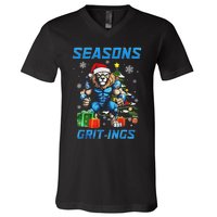 Seasons Gritings Lions Christmas Funny Christmas 2024 V-Neck T-Shirt