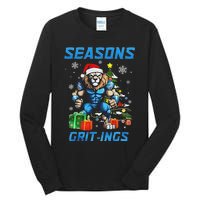 Seasons Gritings Lions Christmas Funny Christmas 2024 Tall Long Sleeve T-Shirt