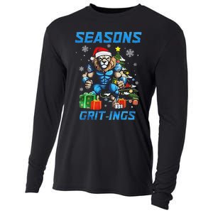 Seasons Gritings Lions Christmas Funny Christmas 2024 Cooling Performance Long Sleeve Crew