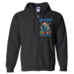 Seasons Gritings Lions Christmas Funny Christmas 2024 Full Zip Hoodie