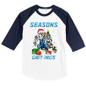 Seasons Gritings Lions Christmas Funny Christmas 2024 Baseball Sleeve Shirt