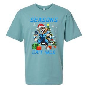 Seasons Gritings Lions Christmas Funny Christmas 2024 Sueded Cloud Jersey T-Shirt