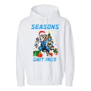 Seasons Gritings Lions Christmas Funny Christmas 2024 Garment-Dyed Fleece Hoodie