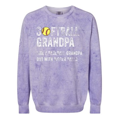 Softball Grandpa Like a Baseball Grandpa with bigger balls Colorblast Crewneck Sweatshirt