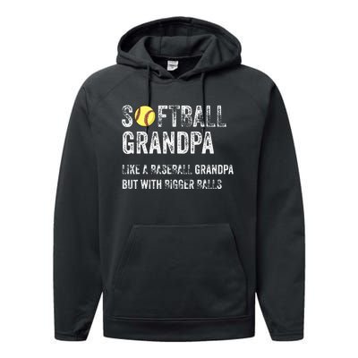 Softball Grandpa Like a Baseball Grandpa with bigger balls Performance Fleece Hoodie