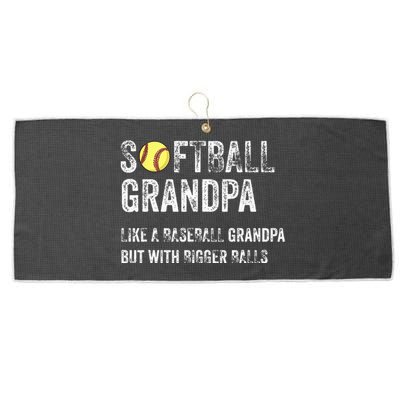 Softball Grandpa Like a Baseball Grandpa with bigger balls Large Microfiber Waffle Golf Towel