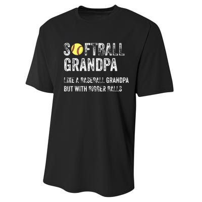 Softball Grandpa Like a Baseball Grandpa with bigger balls Performance Sprint T-Shirt