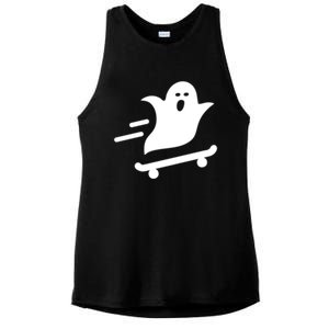 Skater Ghost Lazy Halloween Skateboarding Costume Skateboard Gift Ladies PosiCharge Tri-Blend Wicking Tank