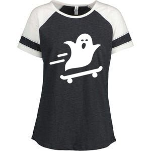 Skater Ghost Lazy Halloween Skateboarding Costume Skateboard Gift Enza Ladies Jersey Colorblock Tee