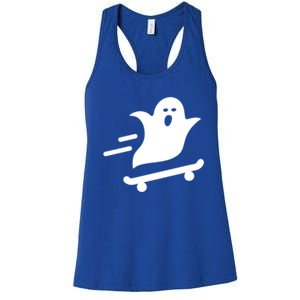 Skater Ghost Lazy Halloween Skateboarding Costume Skateboard Gift Women's Racerback Tank