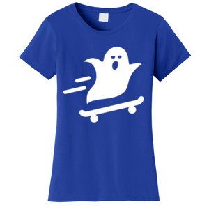 Skater Ghost Lazy Halloween Skateboarding Costume Skateboard Gift Women's T-Shirt