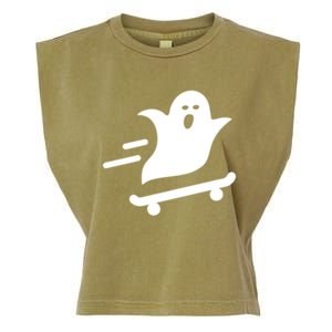 Skater Ghost Lazy Halloween Skateboarding Costume Skateboard Gift Garment-Dyed Women's Muscle Tee