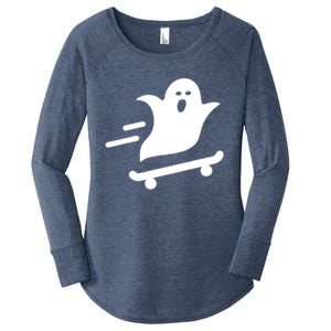 Skater Ghost Lazy Halloween Skateboarding Costume Skateboard Gift Women's Perfect Tri Tunic Long Sleeve Shirt