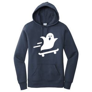 Skater Ghost Lazy Halloween Skateboarding Costume Skateboard Gift Women's Pullover Hoodie