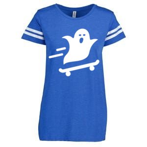 Skater Ghost Lazy Halloween Skateboarding Costume Skateboard Gift Enza Ladies Jersey Football T-Shirt