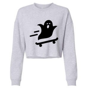 Skater Ghost Lazy Halloween Skateboarding Costume Skateboard Gift Cropped Pullover Crew