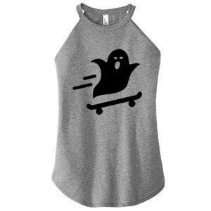 Skater Ghost Lazy Halloween Skateboarding Costume Skateboard Gift Women's Perfect Tri Rocker Tank